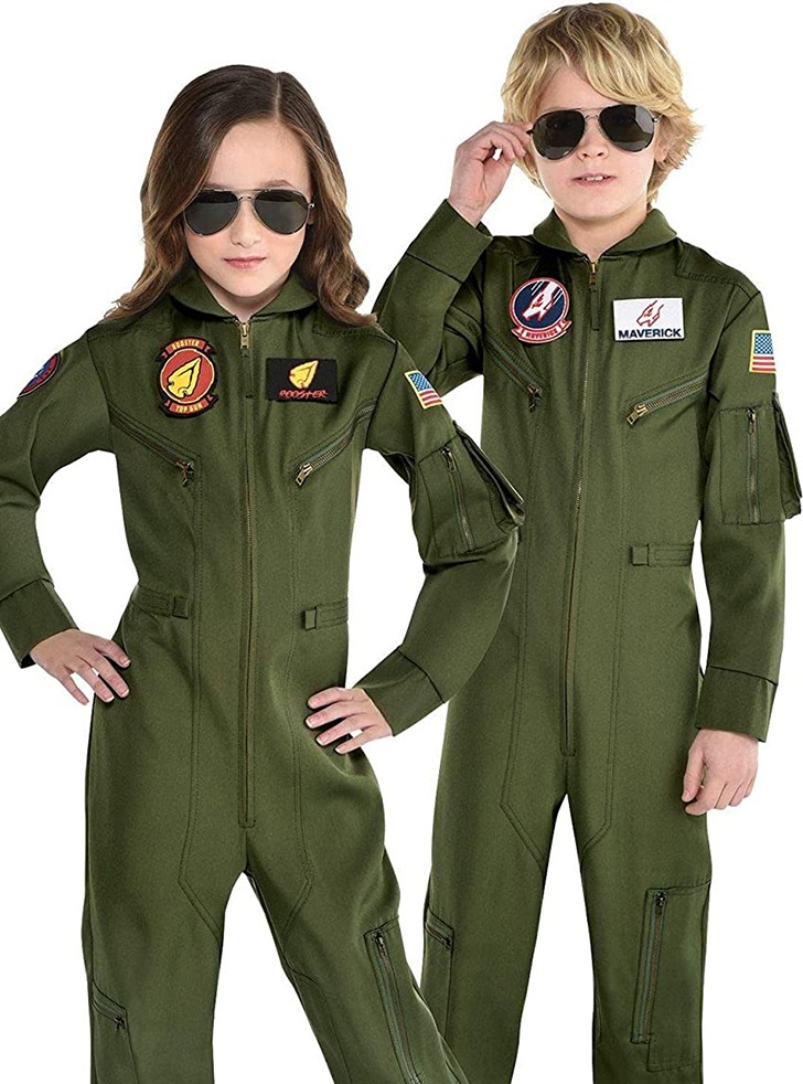 (해외) 탑건 매버릭 남녀공용 아동 비행복 파일럿 유니폼 할로윈 코스튬