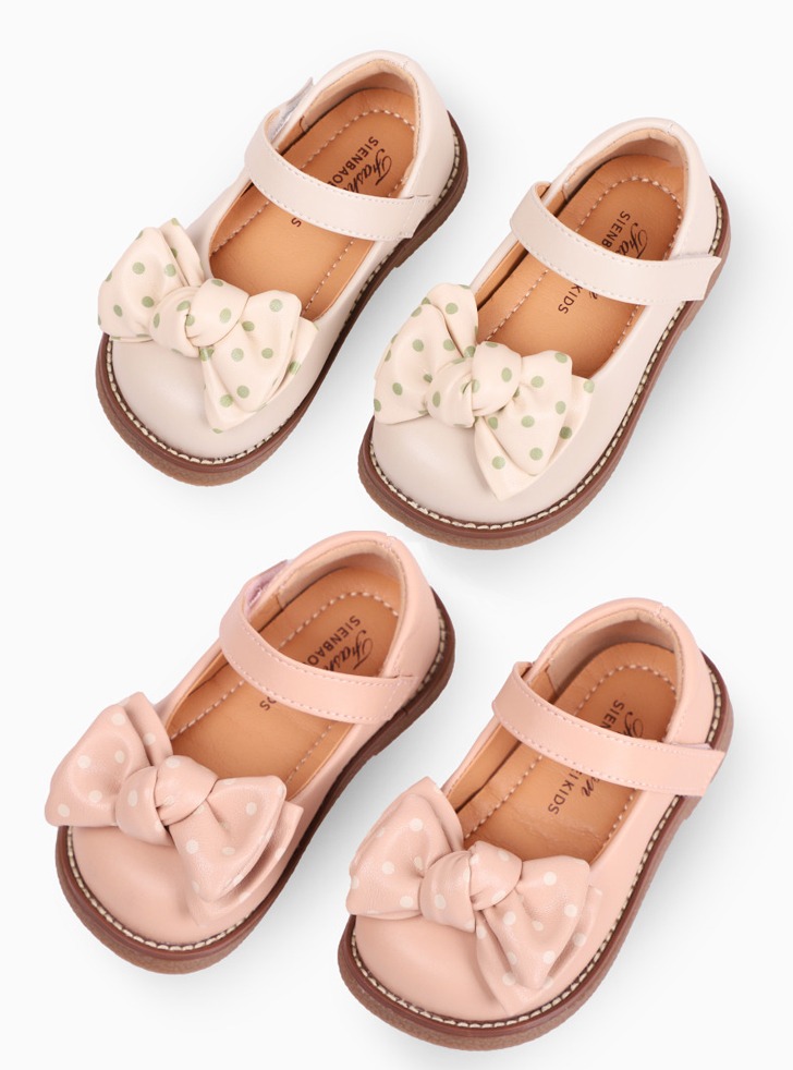 가볍고 푹신한 아기 유아 도트 리본 구두 신발 (135-155)