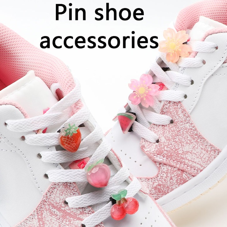 (해외) 1세트 4개 - 여자 운동화 신발끈 장식 과일 색상별 꽃문양 액세서리 클립