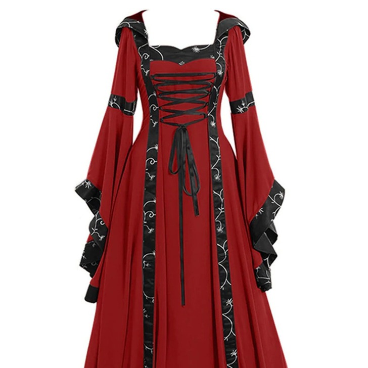 (해외) 중세 유럽 후드 드레스 여자 여왕 할로윈 코스튬 코스프레 마녀 뱀파이어 가장무도회