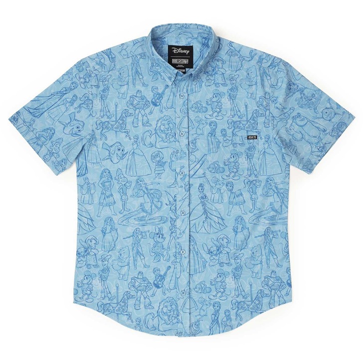 (해외) 디즈니 100 스케치투스크린 여름 반팔 남자 스판 프린트 남방 셔츠 - RSVLTS