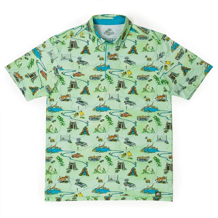 (해외) 쥬라기공원  지도 여름 남자 골프웨어 반팔 프린트 티셔츠 - RSVLTS