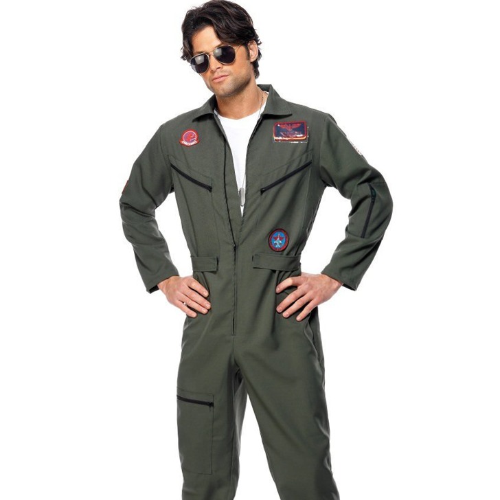 (해외) 탑건 남자 공군 비행복 코스프레 의상 코스튬 소품 포함