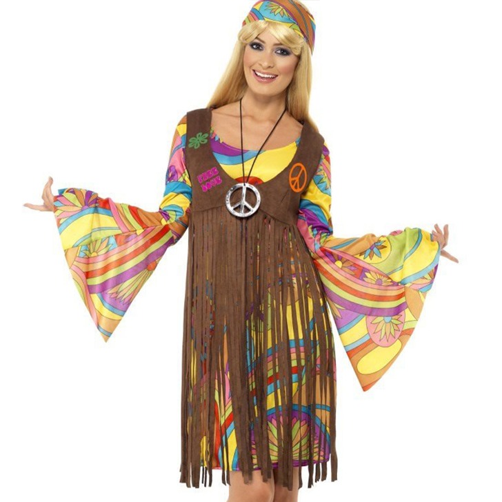 (해외) 60년대 그루비 레이디  여자 히피 코스프레 의상 코스튬 드레스