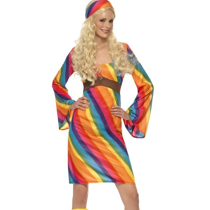 (해외) 60년대 여자 레인보우 히피 코스프레 의상 코스튬 드레스