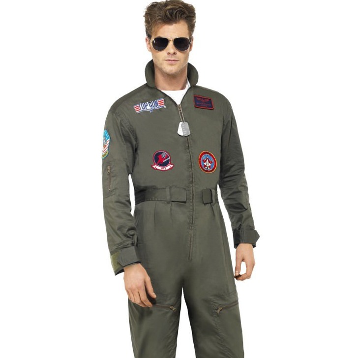 (해외) 탑건 남자 디럭스 공군 비행복 코스프레 의상 코스튬 소품 포함