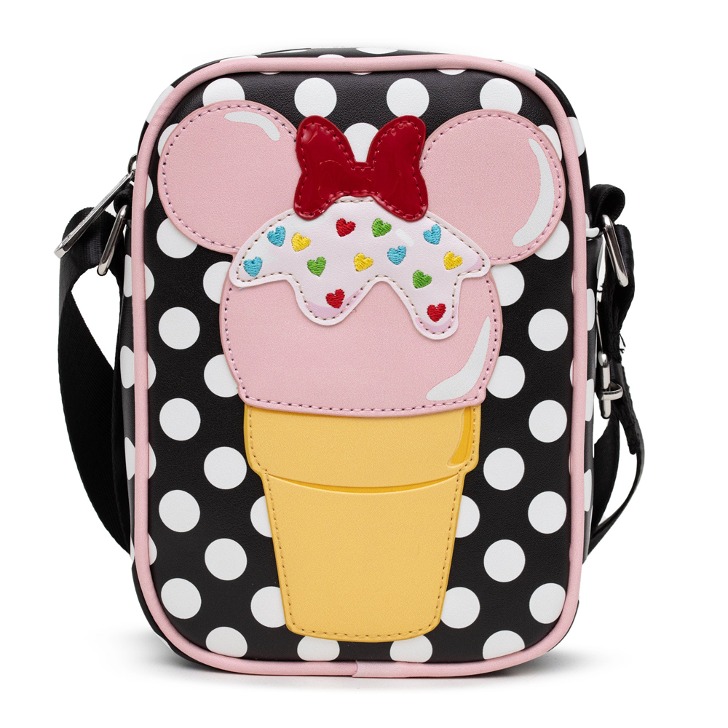 (해외) 디즈니 미니마우스 아이스크림콘 크로스 바디 백 가방 비건 가죽-버클다운
