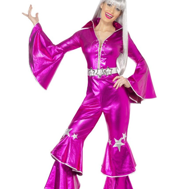 (해외) 70년대 여자 댄싱걸 코스프레 핑크 의상 코스튬