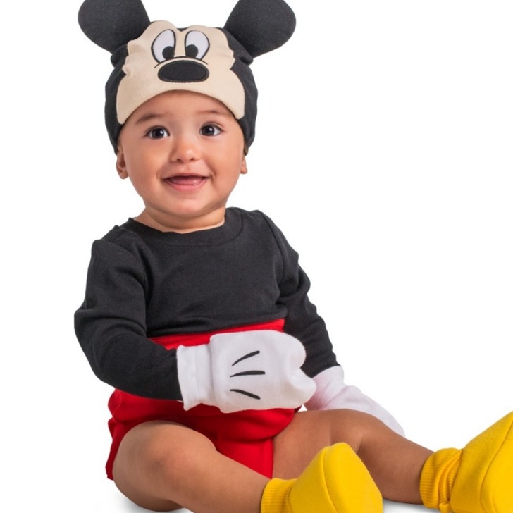 디즈니 미키마우스 아기 유아용 코스튬 바디수트 세트 모자장갑포함
