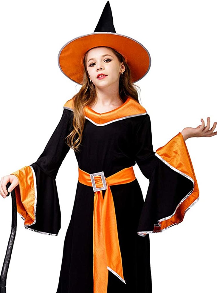 (해외) 여아 아동 소녀 요술쟁이 마녀 드레스 할로윈 코스튬 - 오렌지