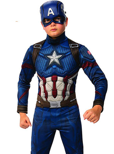 [해외] 마블 어벤져스 엔드게임 캡틴아메리카 디럭스 코스튬 (마스크포함) 아동용 유아용 할로윈 코스프레 의상