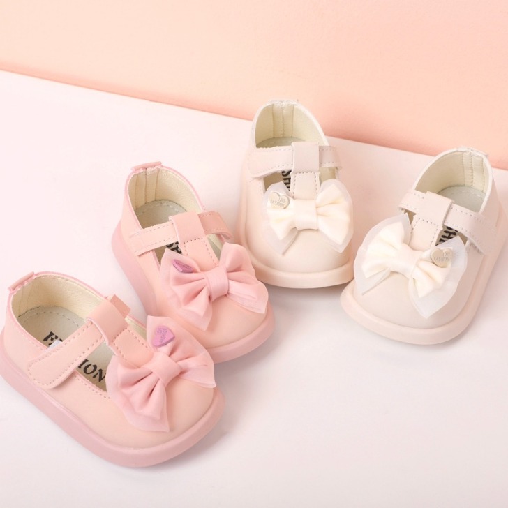 신생아 여아 걸음마 용 보행기 신발 리본 장식 공주 구두 아기 선물 추천 (115-135)
